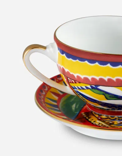 Dolce & Gabbana Porcelain Tea Set In Multicolor