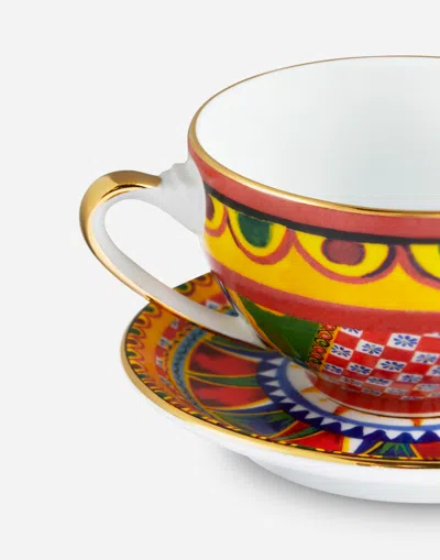 Dolce & Gabbana Porcelain Tea Set In Multicolor