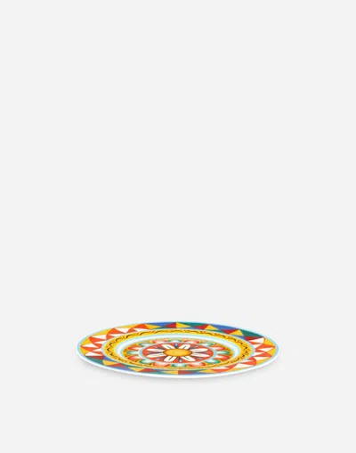 Dolce & Gabbana Set 2 Dessert Plates In Fine Porcelain In Multicolor