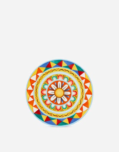 Dolce & Gabbana Set 2 Dessert Plates In Fine Porcelain In Multicolor