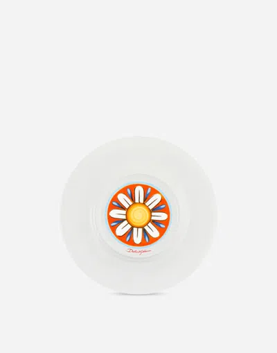 Dolce & Gabbana Set 2 Dessert Plates In Fine Porcelain In Multicolor