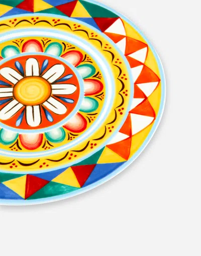 Dolce & Gabbana Set 2 Dessert Plates In Fine Porcelain In Multicolor