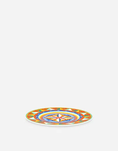 Dolce & Gabbana Set 2 Dessert Plates In Fine Porcelain Multicolor Unisex Onesize In Multicolor