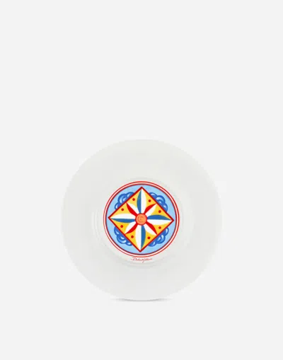 Dolce & Gabbana Set 2 Dessert Plates In Fine Porcelain Multicolor Unisex Onesize In Multicolor