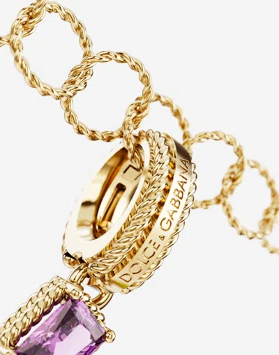 Dolce & Gabbana Charm N Lettering 18-carat Yellow Gold And Multicolored Gems In Gold