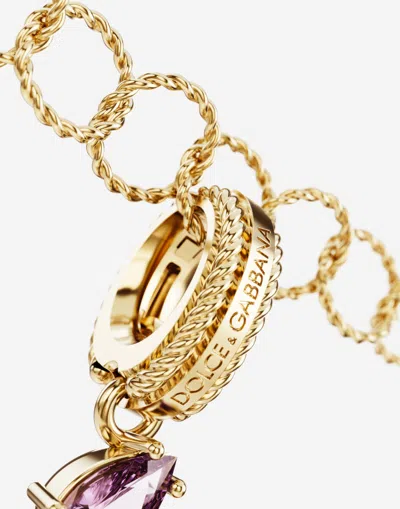 Dolce & Gabbana Charm M Lettering 18-carat Yellow Gold And Multicolored Gems In Gold