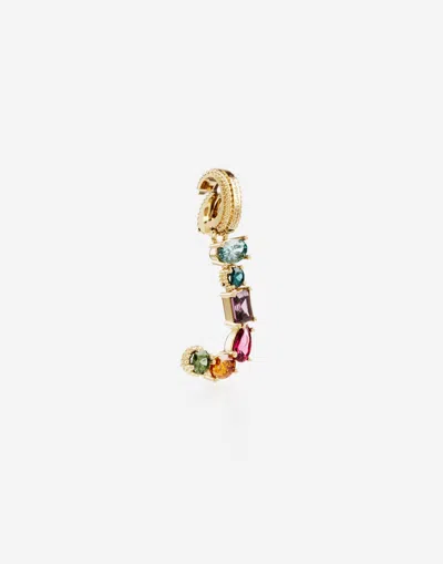 Dolce & Gabbana Charm J Lettering 18-carat Yellow Gold And Multicolored Gems In Gold
