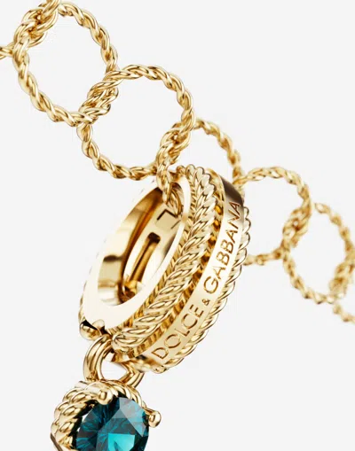 Dolce & Gabbana Charm V Lettering 18-carat Yellow Gold And Multicolored Gems In Gold