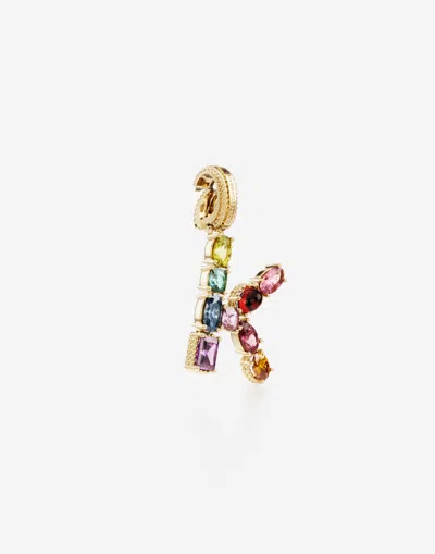 Dolce & Gabbana Charm K Lettering 18-carat Yellow Gold And Multicolored Gems In Gold