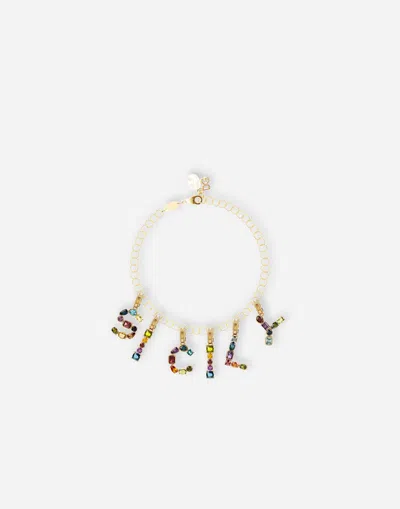Dolce & Gabbana Charm H Lettering 18-carat Yellow Gold And Multicolored Gems In Gold