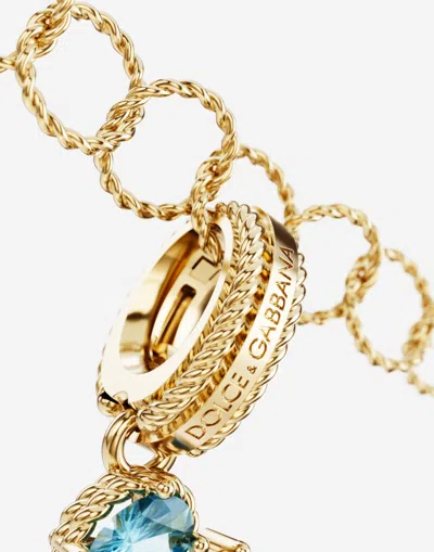 Dolce & Gabbana Charm R Lettering 18-carat Yellow Gold And Multicolored Gems In Gold