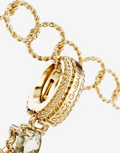 Dolce & Gabbana Charm W Lettering 18-carat Yellow Gold And Multicolored Gems In Gold