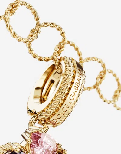 Dolce & Gabbana Charm P Lettering 18-carat Yellow Gold And Multicolored Gems In Gold