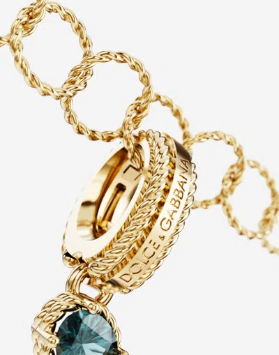 Dolce & Gabbana Charm T Lettering 18-carat Yellow Gold And Multicolored Gems In Gold