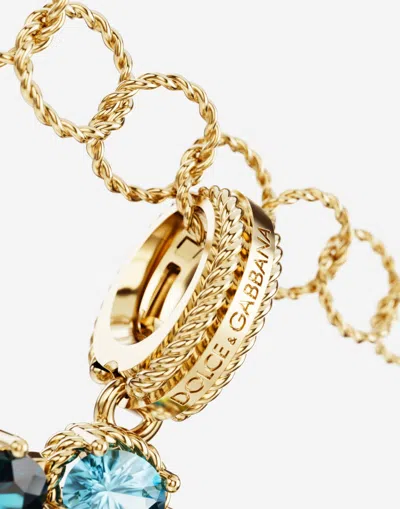 Dolce & Gabbana Charm S Lettering 18-carat Yellow Gold And Multicolored Gems In Gold