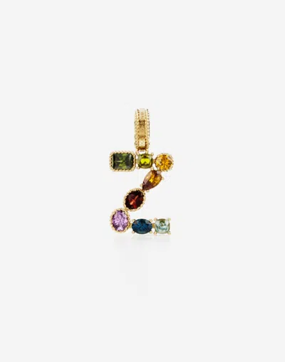 Dolce & Gabbana Charm Z Lettering 18-carat Yellow Gold And Multicolored Gems In Gold