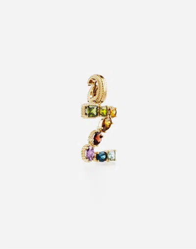 Dolce & Gabbana Charm Z Lettering 18-carat Yellow Gold And Multicolored Gems In Gold