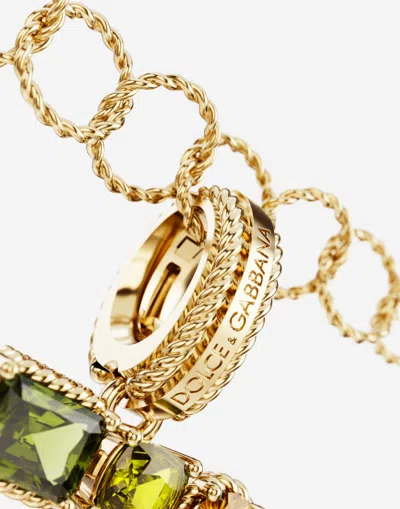 Dolce & Gabbana Charm Z Lettering 18-carat Yellow Gold And Multicolored Gems In Gold