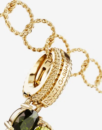 Dolce & Gabbana Charm D Lettering 18-carat Yellow Gold And Multicolored Gems In Gold