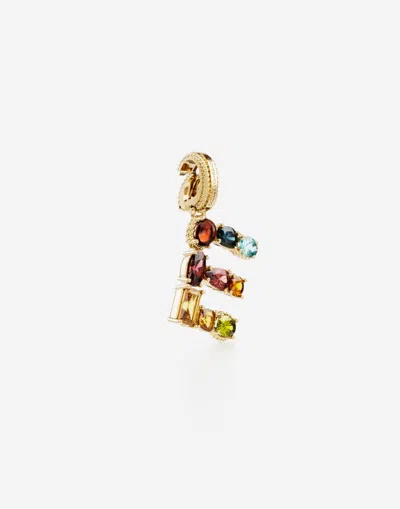 Dolce & Gabbana Charm E Lettering 18-carat Yellow Gold And Multicolored Gems In Gold