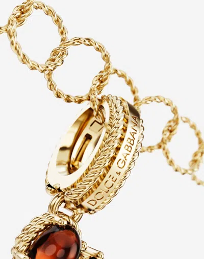 Dolce & Gabbana Charm E Lettering 18-carat Yellow Gold And Multicolored Gems In Gold