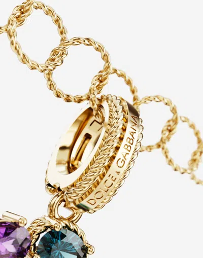 Dolce & Gabbana Rainbow Alphabet C 18 Kt Yellow Gold Charm With Multicolor Fine Gems Gold Female Onesize In Gold