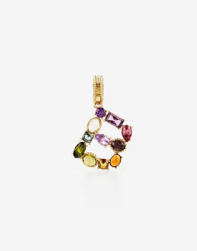 Dolce & Gabbana Charm B Lettering 18-carat Yellow Gold And Multicolored Gems In Gold