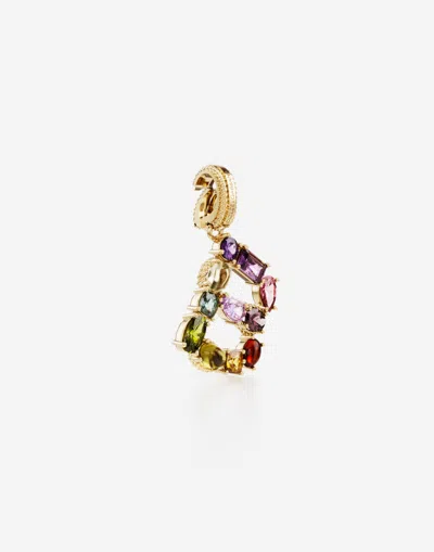 Dolce & Gabbana Charm B Lettering 18-carat Yellow Gold And Multicolored Gems In Gold