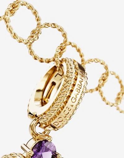 Dolce & Gabbana Charm B Lettering 18-carat Yellow Gold And Multicolored Gems In Gold