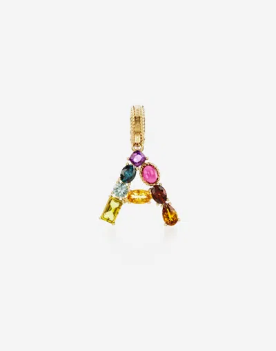Dolce & Gabbana Charm A Lettering 18-carat Yellow Gold And Multicolored Gems In Gold