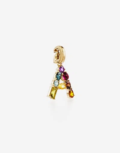 Dolce & Gabbana Charm A Lettering 18-carat Yellow Gold And Multicolored Gems In Gold