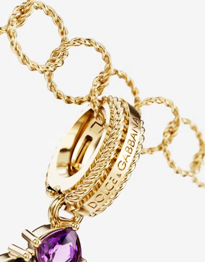 Dolce & Gabbana Charm A Lettering 18-carat Yellow Gold And Multicolored Gems In Gold