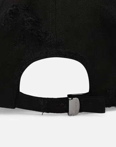 Dolce & Gabbana Logo Cotton Baseball Cap In Black