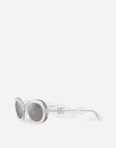 Dolce & Gabbana Dg Crossed Sunglasses In Silver