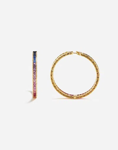 Dolce & Gabbana Multi-colored Sapphire Hoop Earrings In Gold