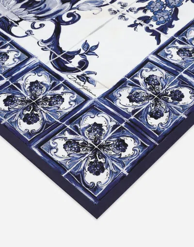 Dolce & Gabbana Majolica-print Silk Foulard (90x90) In Multicolor