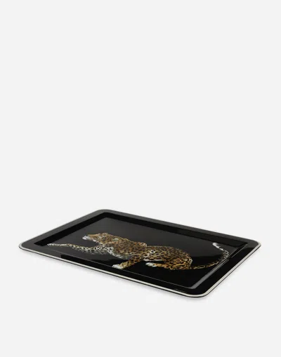 Dolce & Gabbana Wooden Tray Large In Multicolor