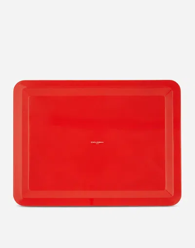 Dolce & Gabbana Wooden Tray Large In Multicolor