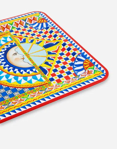 Dolce & Gabbana Wooden Tray Large In Multicolor
