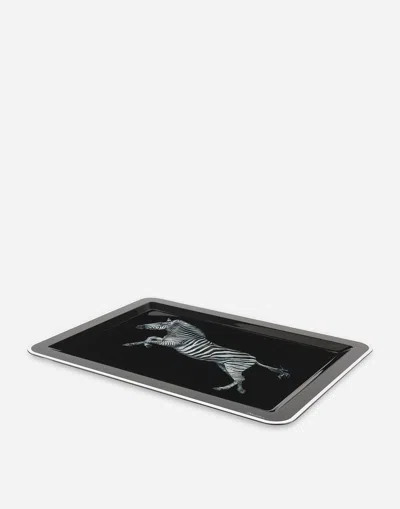Dolce & Gabbana Wooden Tray Large In Multicolor