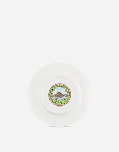 Dolce & Gabbana Set 2 Bread Plates In Fine Porcelain In Multicolor