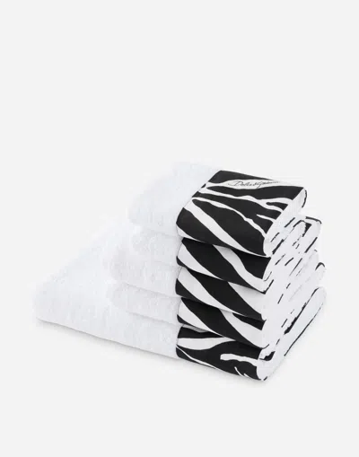 Dolce & Gabbana Set Of Five Terry Cotton Towels In Multicolor