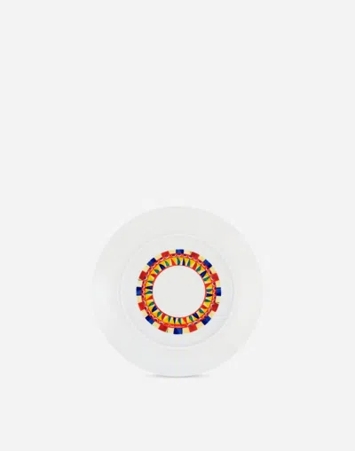Dolce & Gabbana Set 2 Porcelain Bread Plates In Multicolor