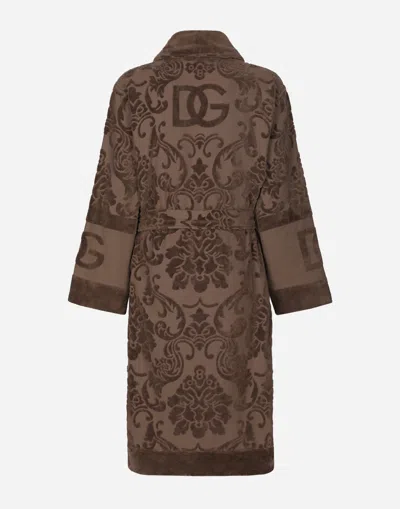 Dolce & Gabbana Logo Bath Robe In Multicolor