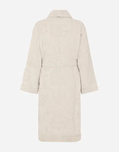 Dolce & Gabbana Bathrobe In Terry Cotton Jacquard In Multicolor