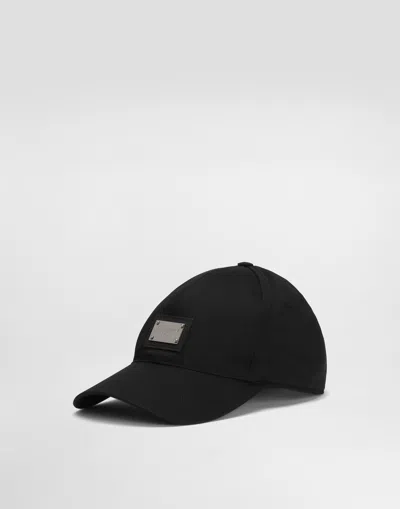 Dolce & Gabbana Logo Tag Embellished Baseball Cap In Black