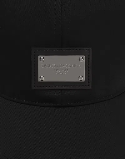 Dolce & Gabbana Logo Tag Embellished Baseball Cap In Black