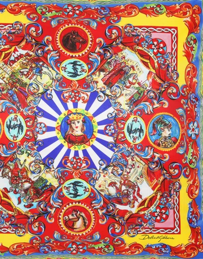 Dolce & Gabbana Silk Twill Cushion Medium In Multicolor