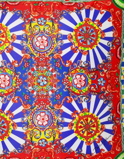 Dolce & Gabbana Silk Twill Cushion Medium Multicolor Unisex Onesize In Multicolor