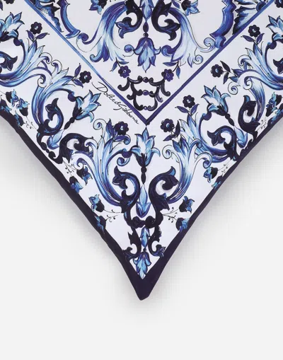 Dolce & Gabbana Medium Blu Mediterraneo-print Duchesse Cotton Cushion In Multicolor
